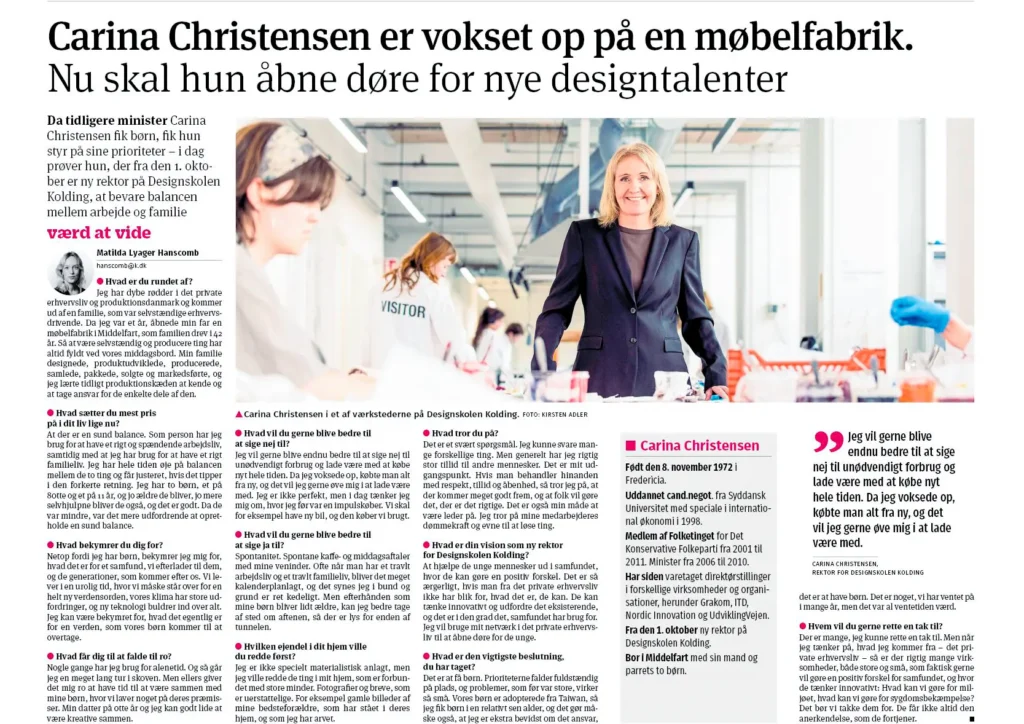 Carina Christensen, design skolen Kolding, portræt af fotograf Kisten Adler kopier